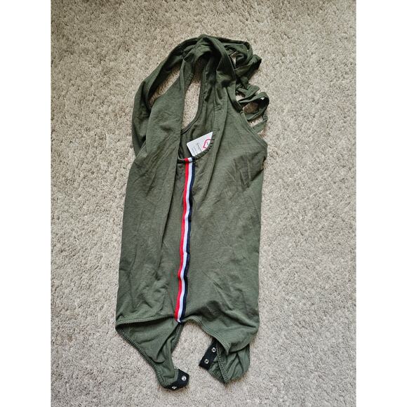 Heart & Hips Bodysuit Size Medium Sleeveless Bodice Criss Cross Green Boho Beach - Picture 5 of 10